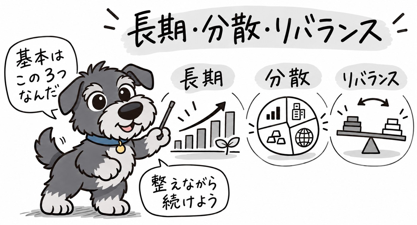 基本は長期・分散・リバランス。定期的に整えながら続けることが大切です。