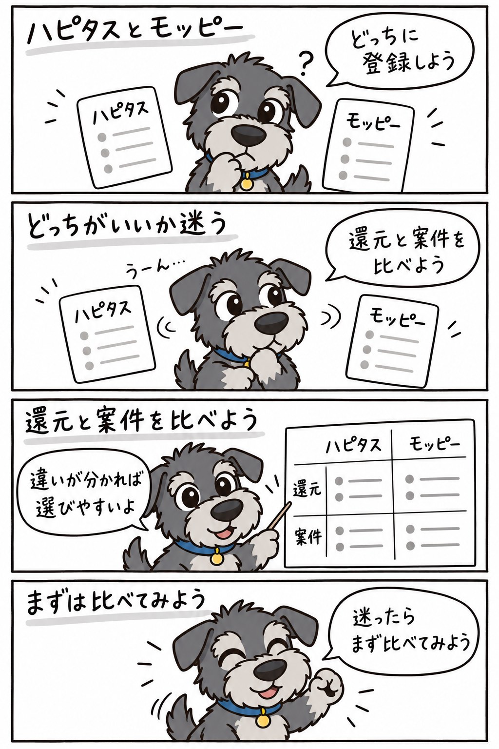 ハピタスとモッピー、どっちに登録すればいいか迷うさっく。還元と案件を比べてみることにします。