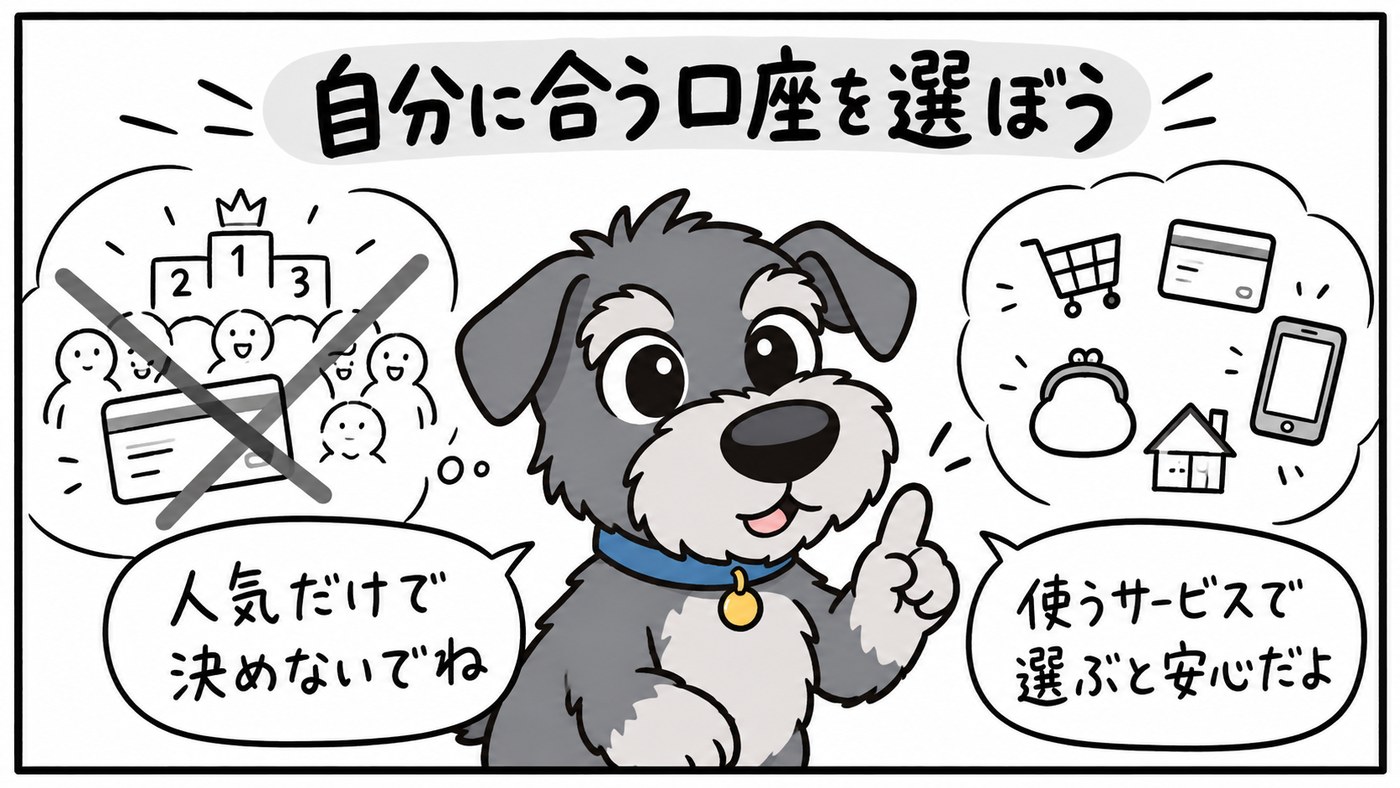 人気だけで決めず、自分が使うサービスに合った口座を選ぶことが大切です。